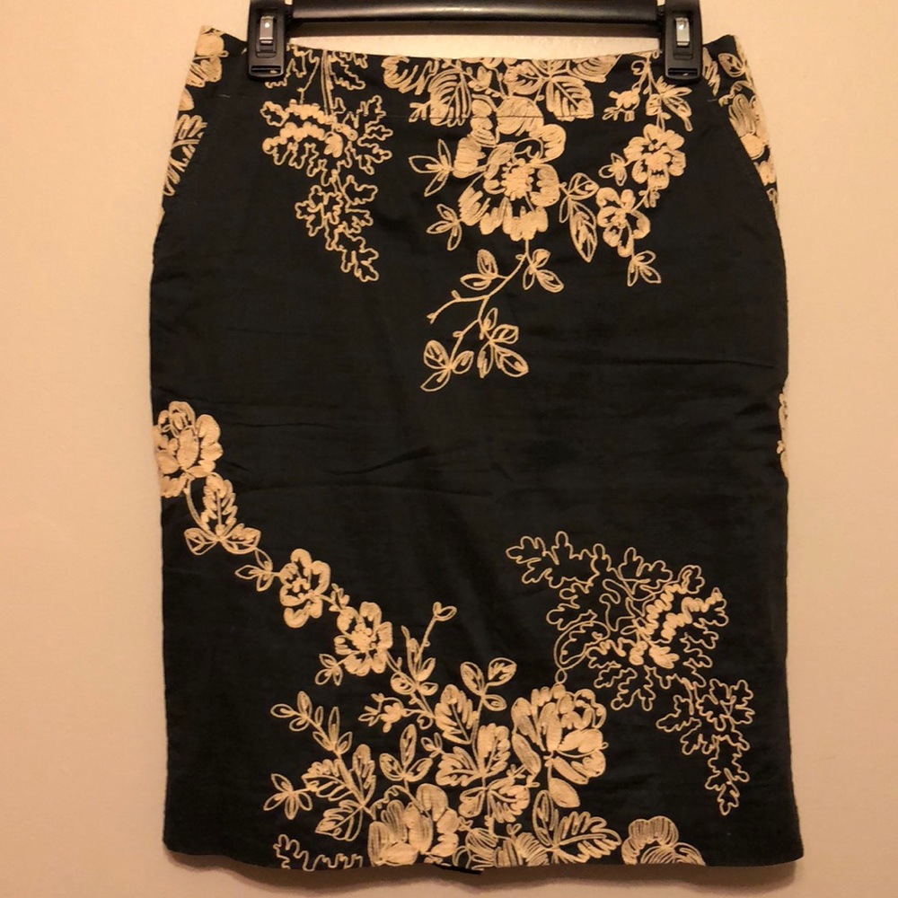 J Crew Embroidered Pencil Skirt